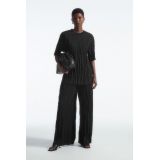 CRINKLED JERSEY WIDE-LEG TROUSERS