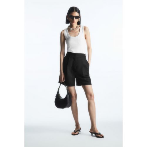 COS PLEATED LINEN-BLEND UTILITY SHORTS