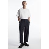 RELAXED BELTED WOOL-BLEND TROUSERS