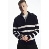 WOOL AND COTTON-BLEND HALF-ZIP SWEATER