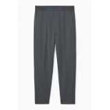 TAPERED ELASTICATED WOOL-TWILL PANTS