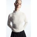 RIBBED PURE CASHMERE TURTLENECK SWEATER