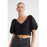 H&M Gathered Puff-sleeved Top