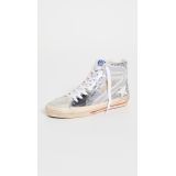 Golden Goose Slide Suede Toe Laminated and Glitter Sneakers