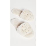 Tory Burch Double T Shearling Slides