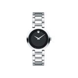 Movado Womens Modern Classic Stainless Steel Watch with Museum Dial, Black/Silver/Grey (607101)