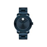 Movado Womens BOLD Iconic Metal Blue PVD Watch with a Flat Dot Sunray Dial, Blue (Model 3600388)