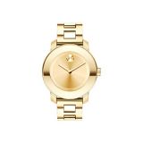Movado Womens BOLD Iconic Metal Yellow Gold Watch with a Flat Dot Sunray Dial, Gold (Model 3600085)