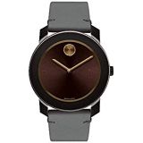 Movado Bold, TR90 Brown Stainless Steel Case, Brown Dial, Grey Leather Strap, Men, 3600455