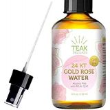 24K Gold Rose Water Facial Toner by Teak Naturals 100% Pure Organic Natural Moroccan Rosewater Hydrosol Face Spray 4 oz