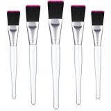 Mudder Facial Mask Brush Makeup Brushes Cosmetic Tools with Clear Plastic Handle, 5 Pack (Silver with Black Rose Brush)