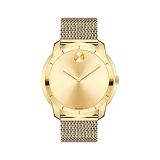 Movado Mens Swiss-Quartz Watch with Gold-Plated-Stainless-Steel Strap, 22 (Model: 3600373)