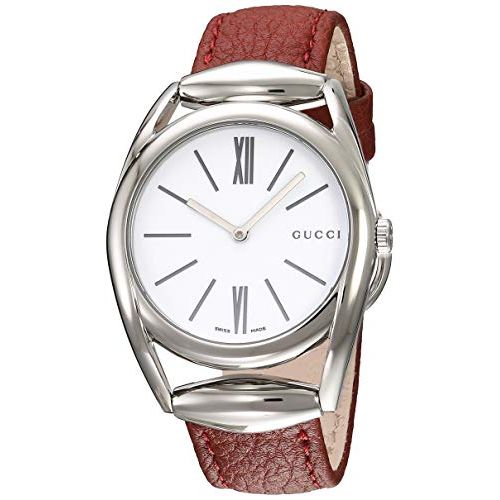 구찌 Gucci Swiss Quartz Stainless Steel and Leather Watch(Model: YA140403)