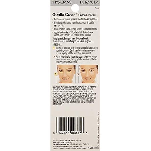  Physicians Formula Gentle Cover Concealer Stick, Yellow, 0.15 Ounce