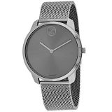 Movado Mens Swiss Quartz Watch with Stainless Steel Strap, Grey, 21 (Model: 3600599)