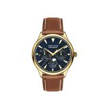 Movado Womens Heritage Yellow Gold Watch with a Printed Index Dial, Brown/Gold/Blue (Model 3650010)