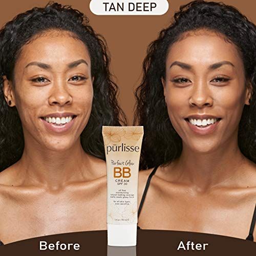  purlisse BB Tinted Moisturizer Cream SPF 30 - BB Cream for All Skin Types - Smooths Skin Texture, Evens Skin Tone - 1.4 Ounce (MEDIUM TAN)