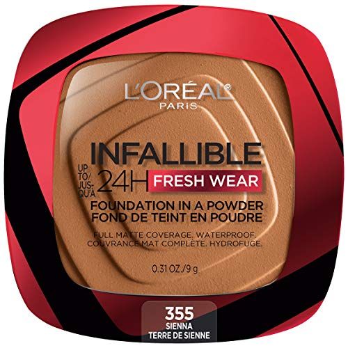  LOreal Paris Infallible Fresh Wear Foundation in a Powder, Up to 24H Wear, Sienna, 0.31 oz.