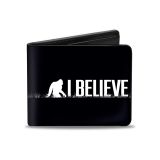 Buckle-Down PU Bifold Wallet - Bigfoot Silhouette I BELIEVE Black/Gray/White