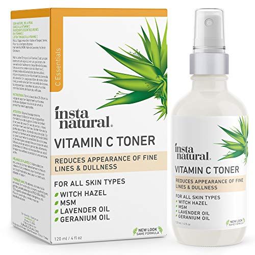  InstaNatural Vitamin C Facial Toner - Anti Aging Face Spray with Witch Hazel - Pore Minimizer & Calming Skin Treatment for Sensitive, Dry & Combination Types - Prep for Serums & Mo