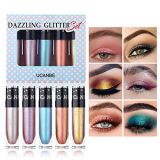 UCANBE 5Pcs/lot Dazzling Glitter Liquid Eyeshadow Set Makeup Metals Foil Shimmer Chameleon Eye Shadow Quick Dry High Pigmented Shine Cosmetic Gift Set (02)