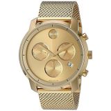 Movado Mens BOLD Thin Yellow Gold Chronograph Watch with a Printed Index Dial, Gold (Model 3600372)
