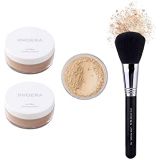 Junhe 2 PCS Phoera Loose Setting Powder, Mineral Loose Face Powder Smooth Lightweight Long Lasting Finishing Powder Foundation with 2 Makeup Powder Puff and Phoera Face Brush(02#Cool Bei