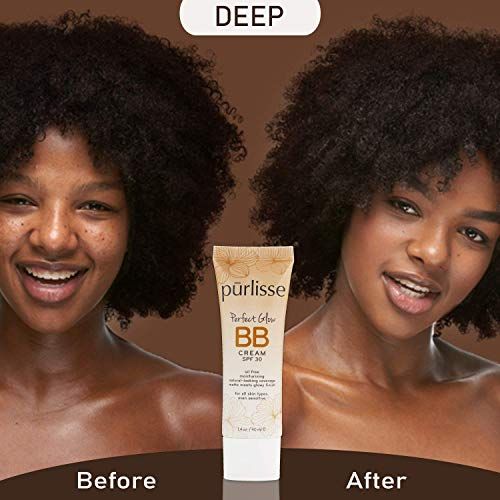  purlisse BB Tinted Moisturizer Cream SPF 30 - BB Cream for All Skin Types - Smooths Skin Texture, Evens Skin Tone - 1.4 Ounce (DEEP)