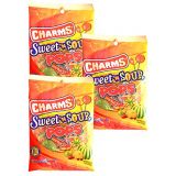 Set of 3 Charms Sweet N Sour Pops Lollipops, 3.85 oz Bags - Great to Stock Up for Halloween, Parties, or just to Surprise the Little Ones! (3)