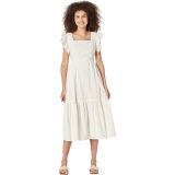 Madewell Ruffle-Strap Tiered Midi Dress in Textural Stripe
