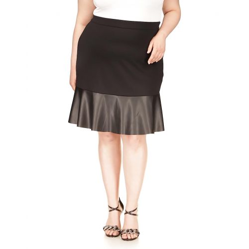 마이클코어스 MICHAEL Michael Kors Plus Size Ponte Leather Mix Skirt