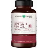 Vitamin World Triple Strength Omega-3 Fish Oil 1360 mg 180 softgels, 950 Active Omega-3, Heart Health, Cardio Support, Rapid-Release, Gluten Free