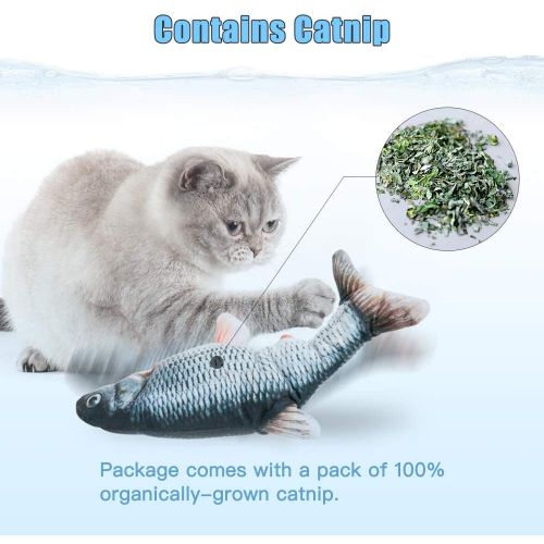  TOOGE 2 Pack 11 Electric Moving Fish Cat Toy Realistic Interactive Flopping Fish Cat Kicker Catnip Toys for Indoor Cats Pets Kitten (Black)