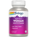 Solaray Once Daily Woman Multivitamin with Iron, Women’s Multivitamin with Hair, Skin & Nails Blend, Enzyme Blend & Whole Food Base, Healthy Energy, Immune & Digestion Support, 90