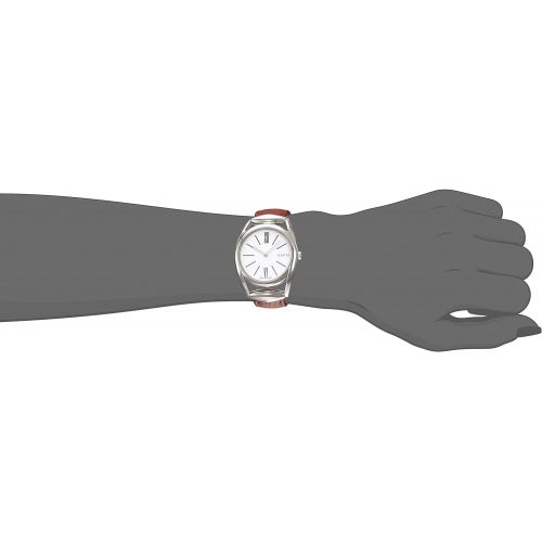 구찌 Gucci Swiss Quartz Stainless Steel and Leather Watch(Model: YA140403)