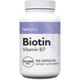 NUI NUTRA Biotin 10000mcg 150 Capsules - Hair Skin and Nail Support Pure Biotin Supplement Extra Strength (Vegan, Gluten Free, Non-GMO, Lab Tested) - Biotin for Hair Growth Skin and Nails