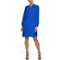 DKNY Long Sleeve Pleated Shift Dress with Neck Tie