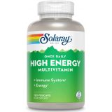 SOLARAY Once Daily High Energy Multivitamin, Iron Free, Timed Release Energy Support, Whole Food and Herb Base Ingredients, Men’s and Women’s Multi Vitamin, 120 Servings, 120 VegCa