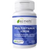 EZ Melts Multivitamin with Iron, Sublingual Vitamins, Vegan, Zero Sugar, Natural Cherry Flavor, 60 Fast Dissolve Tablets