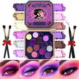 LUXAZA Purple Eyeshadow Palette 12 Colors Matte & Shimmer & Glitter with Eyeliner & Brushes,Coordinated & High Pigmented Professional Makeup pallet - Purple