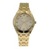 GUESS 36 mm Crystalline 3-Hand Sunray Dial with Yellow Gold Bracelet GW0114L2