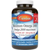 Carlson - Maximum Omega 2000, 2000 mg Omega-3 Fatty Acids Including EPA and DHA, Wild-Caught, Norwegian Fish Oil Supplement, Sustainably Sourced Fish Oil Capsules, Lemon, 90+30 Sof