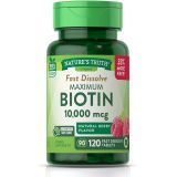 Natures Truth Biotin 10000mcg 120 Fast Dissolve Tablets Maximum Strength Hair Skin and Nails Supplement Natural Berry Flavor Vegetarian, Non-GMO, Gluten Free