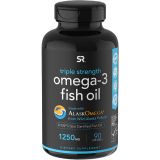 Sports Research Triple Strength Omega 3 Fish Oil Supplement - EPA & DHA Fatty Acids from Wild Alaskan Pollock - Heart, Brain & Immune Support for Adults, Men & Women - 1250 mg Caps