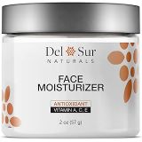 Del Sur Naturals Face Moisturizer for Women & Men - Antioxidant Facial Cream Lotion, Enriched with Vitamin A, C, & E - Rejuvenates Facial Areas & Combats Premature Aging, All Skin