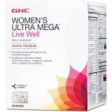 GNC Womens Ultra Mega Live Well Vitapak Program Full Body Supplement Support 3-Step Multivitamin System for Optimal Health Contains Omega-3, Calcium, Biotin, Collagen & Cranberry 3