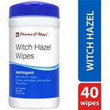 Pharma-C-Wipes 100% Witch Hazel Wipes (1 Canister, 40 Wipes) Toner & Astringent Cleansing Cloths