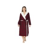 L.L.Bean Petite Scotch Plaid Flannel Sherpa Lined Long Robe