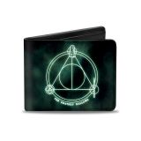 Buckle-Down Mens The Deathly Hallows Cloak/Stone/Wand Trinity Black/Greens, Multicolor, Standard Size