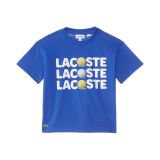 Lacoste Kids Short Sleeve Crew Neck Tee Shirt with Large Wording Graphic + Tennis Ball (Little Kid/Toddler/Big Kid)